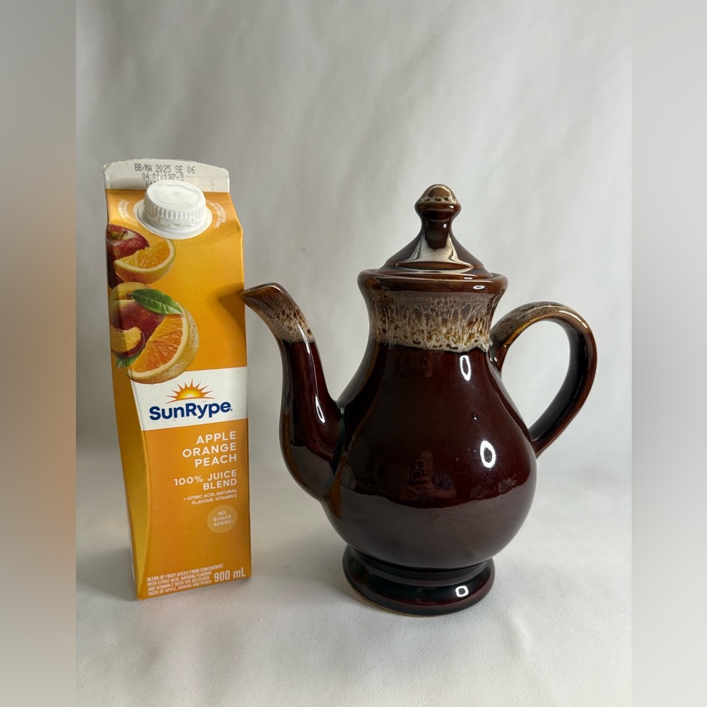 Vtg brown drip glaze ceramic coffee pot - Picture 1 of 4